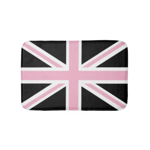 Union Jack UK Flag Pink and Black Bath Mat