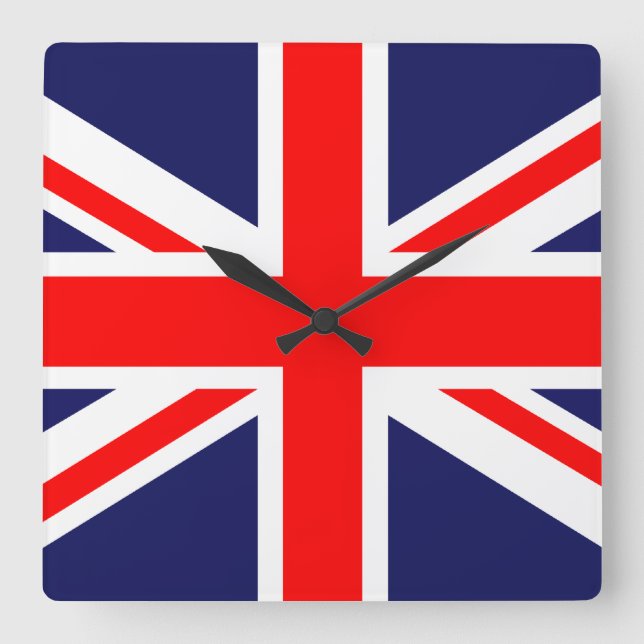 Union Jack - UK Flag Square Wall Clock (Front)