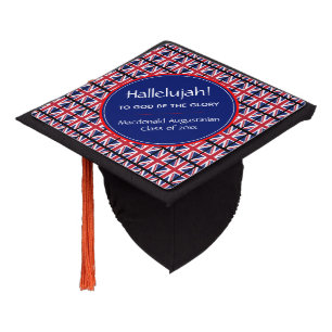 UNION JACK UK Graduate Patriotic Custom HALLELUJAH Graduation Cap Topper