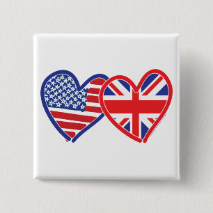 Union Jack/USA 2 Inch Square Button
