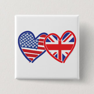 Union Jack/USA 2 Inch Square Button