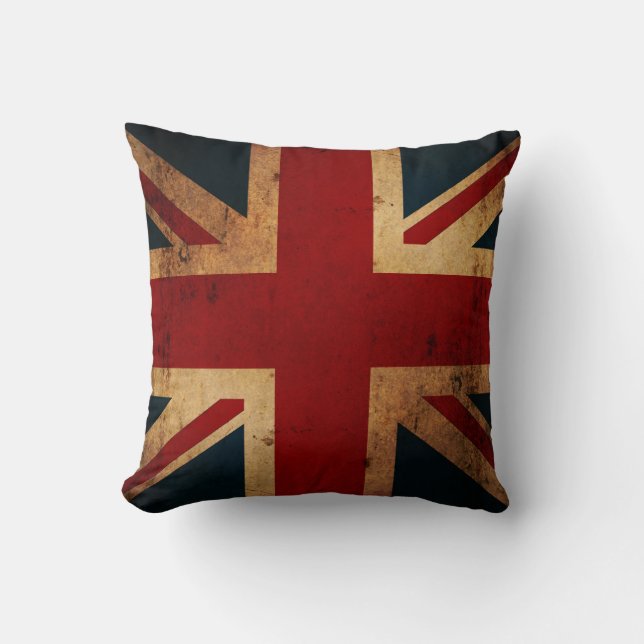 Union Jack (vintage distressed look) Throw Pillow (Front)