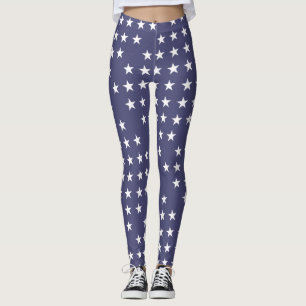 union jack white stars on blue leggings