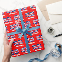 Union Jack Wrapping Paper, British Flag, UK Red
