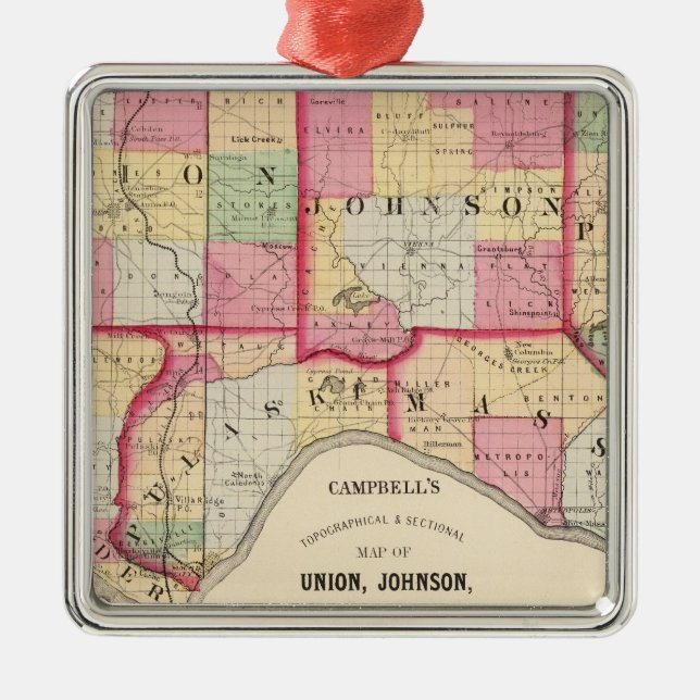 Union, Johnson, Alexander, Pulaski Metal Ornament (Front)
