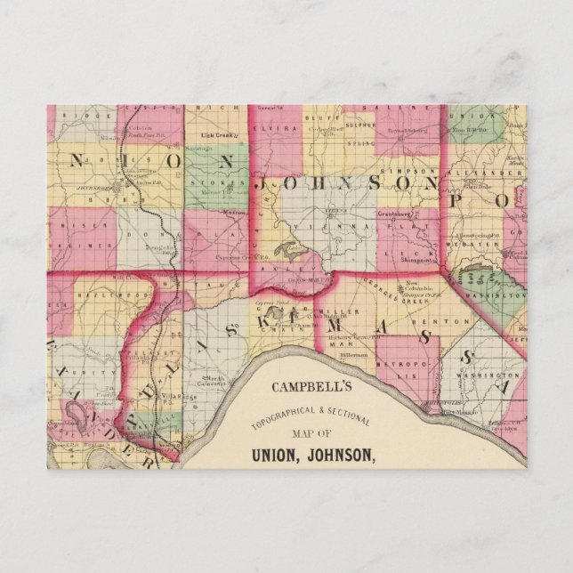 Union, Johnson, Alexander, Pulaski Postcard (Front)