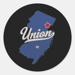 Union New Jersey Nj Map Classic Round Sticker