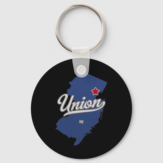 Union New Jersey Nj Map  Keychain (Front)