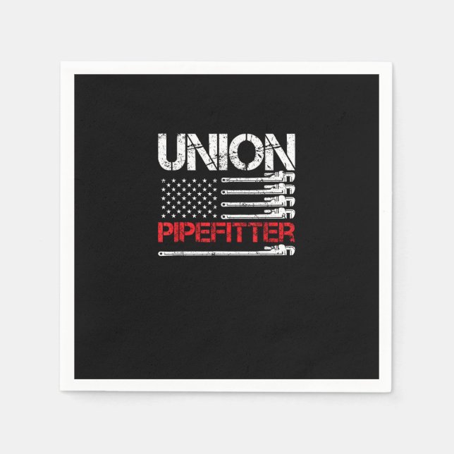 Union Pipefitter Union Strong USA American Flag St Napkin (Front)