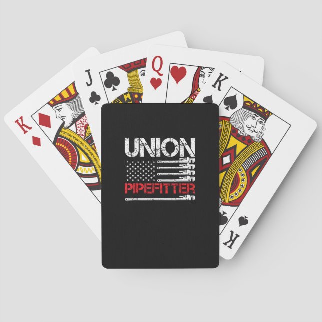 Union Pipefitter Union Strong USA American Flag St Playing Cards (Back)