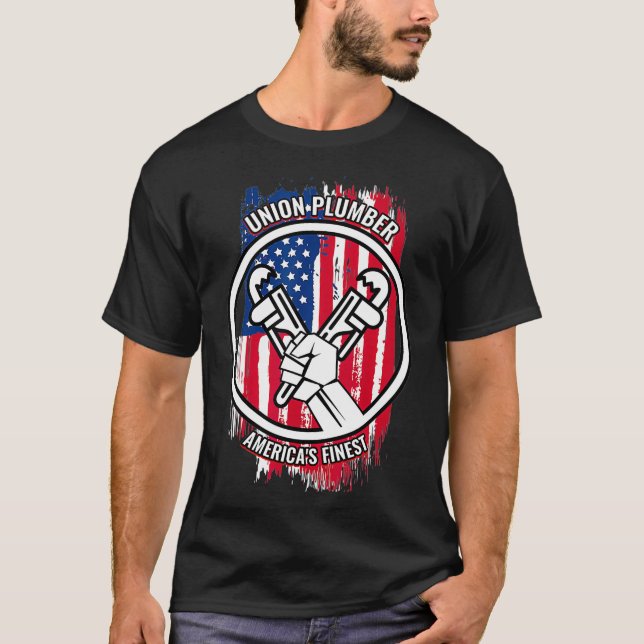 Union Plumber Tshirt Proud American Mens Gifts (Front)