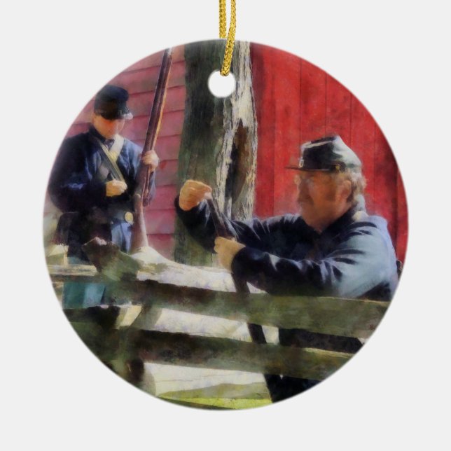 Union Soldier Loading Rifle Ceramic Ornament (Front)