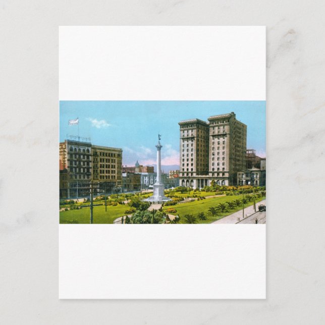 Union Square and St. Francis Hotel Postcard (Front)