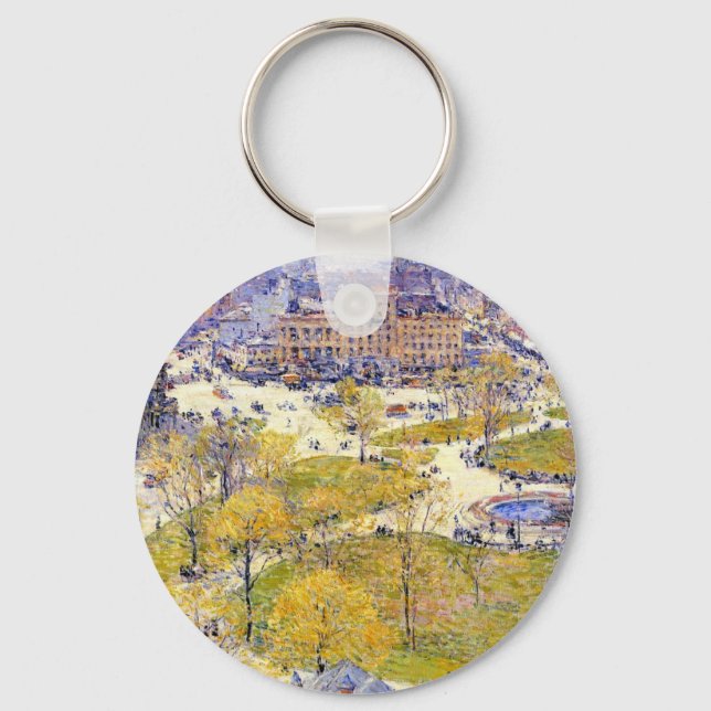 Union Square in Spring by Frederick Childe Hassam Keychain (Front)