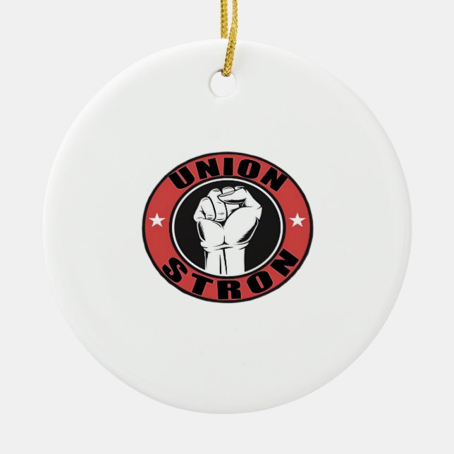 Union Strong American Flag Labour Day  Ceramic Ornament (Front)