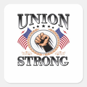 Union Strong American Flag Labour Day Viral Square Sticker