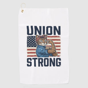 Union Strong Cat Worker Patriotic Vintage Shirt De Golf Towel