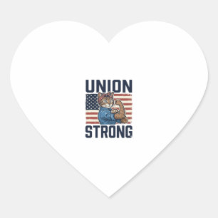 Union Strong Cat Worker Patriotic Vintage Shirt De Heart Sticker