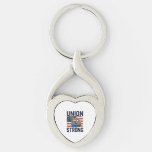 Union Strong Cat Worker Patriotic Vintage Shirt De Keychain