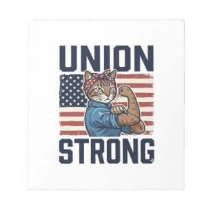 Union Strong Cat Worker Patriotic Vintage Shirt De Notepad