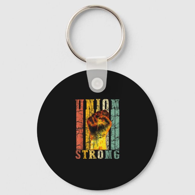 Union Strong Fist Proud Labour Day Workers Septemb Keychain (Front)