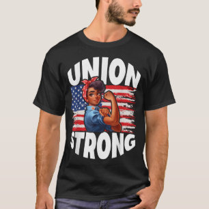 Union Strong Happy Labour Day American Flag Decor  T-Shirt