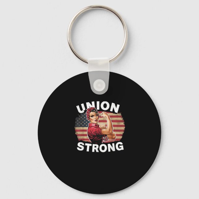 Union Strong - Labour Day Messy Bun USA Flag Keychain (Front)