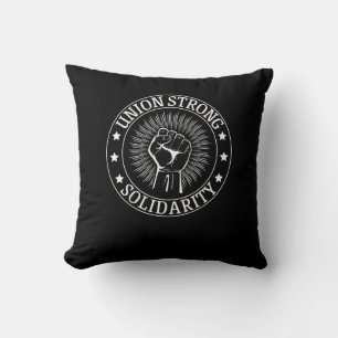 Union Strong Solidarity Fist Workers Rights US Uni Throw Pillow