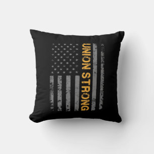 Union Strong With American Flag Classic Throw Pillow