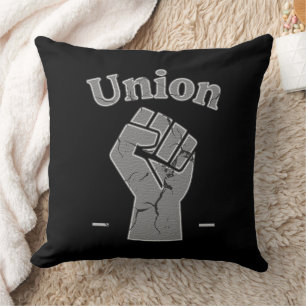 Union Strong Worker Fist Simple Design Throw Pillow