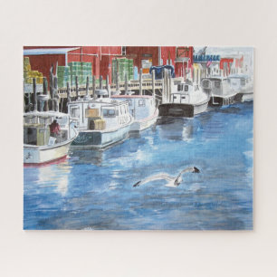 Union Wharf Portland, Maine Watercolor Jigsaw Puzzle