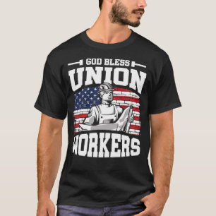 Union Worker Apparel American Flag colorful funny  T-Shirt