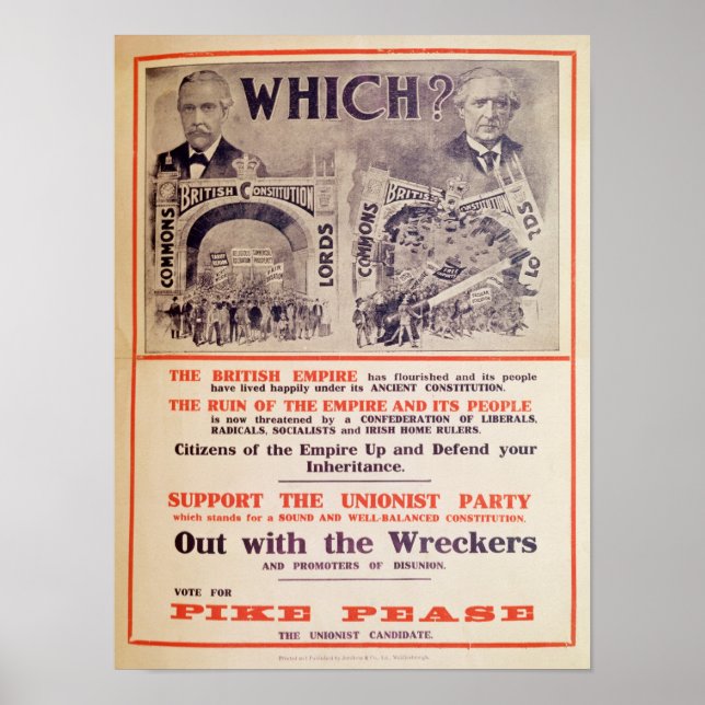 Unionist Party Poster for British General (Front)