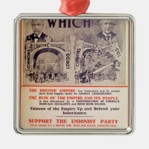 Unionist Party Poster for British General Metal Ornament