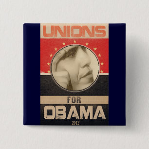 Unions for Obama 2012 Grunge 2 Inch Square Button