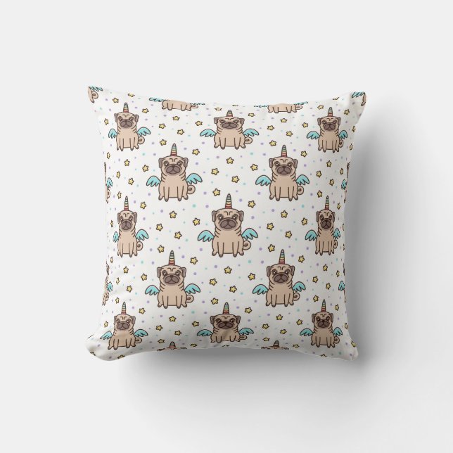 Unipug Pattern Throw Pillow (Front)