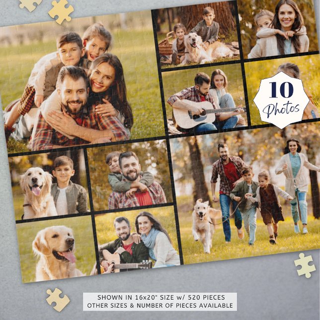Unique 10 Photo Collage Simple Black Jigsaw Puzzle (Creator Uploaded)