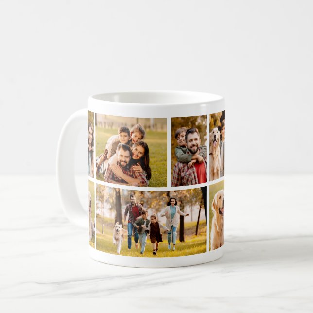 Unique 10 Photo Collage Simple White Coffee Mug (Front Left)