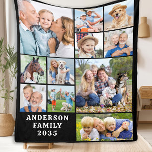 Unique 11 Photo Collage Personalized Cute Family Fleece Blanket