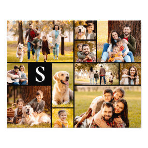 Unique 11 Photo Collage Simple Monogramme Noir