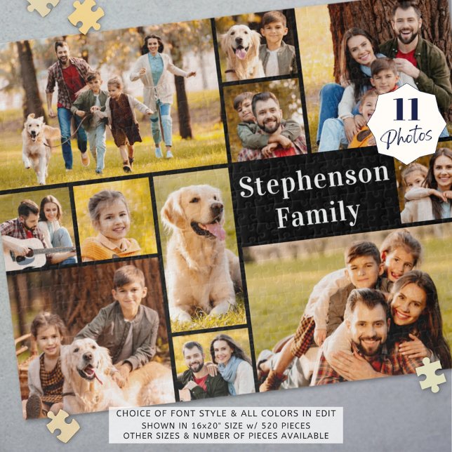 Unique 11 Photo Collage Simple Personalized Jigsaw Puzzle (Creator Uploaded)