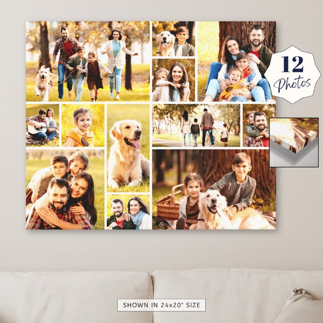 Unique 12 Photo Collage Minimalist Simple Canvas Print (Creator Uploaded)