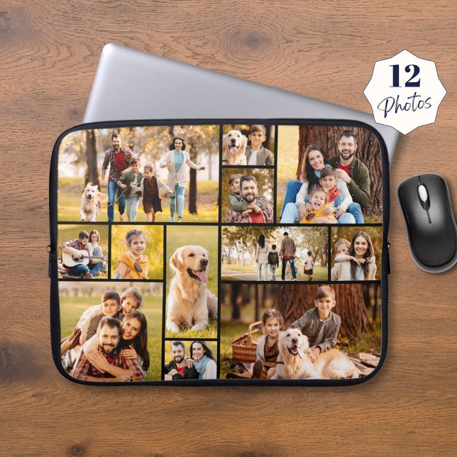 Unique 12 Photo Collage Minimalist Simple Laptop Sleeve (Creator Uploaded)