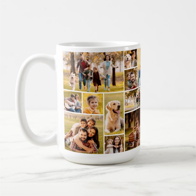 Unique 21 Photo Collage Minimalist Simple Coffee Mug (Left)