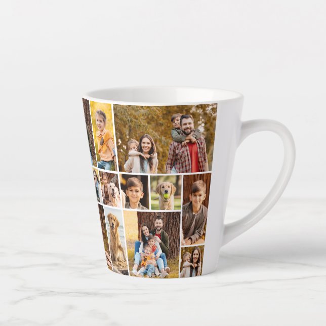 Unique 21 Photo Collage Minimalist Simple Latte Mug (Right)