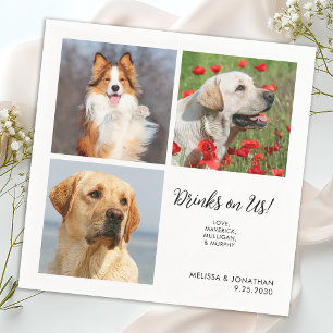 Unique 3 Photos Drinks On Us Pet Cat Dog Wedding Napkin