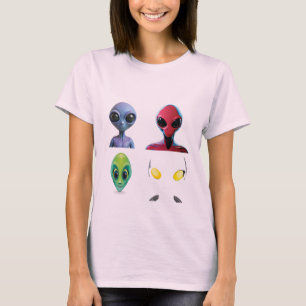 Unique 3D Alien Face Design T-Shirt