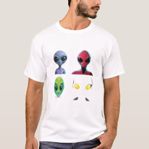 Unique 3D Alien Face Design T-Shirt