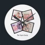 Unique 4 Photo Collage Personalized Round Clock<br><div class="desc">4 Photo Collage Personalized Template wall clock .. simply add your own photographs and text to this great wall clock .. easy to personalize .. customizable photo template clock from Ricaso - perfect gift-ideas</div>