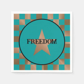 Unique 4th of July Patriotic Copper & Turquoise Napkin